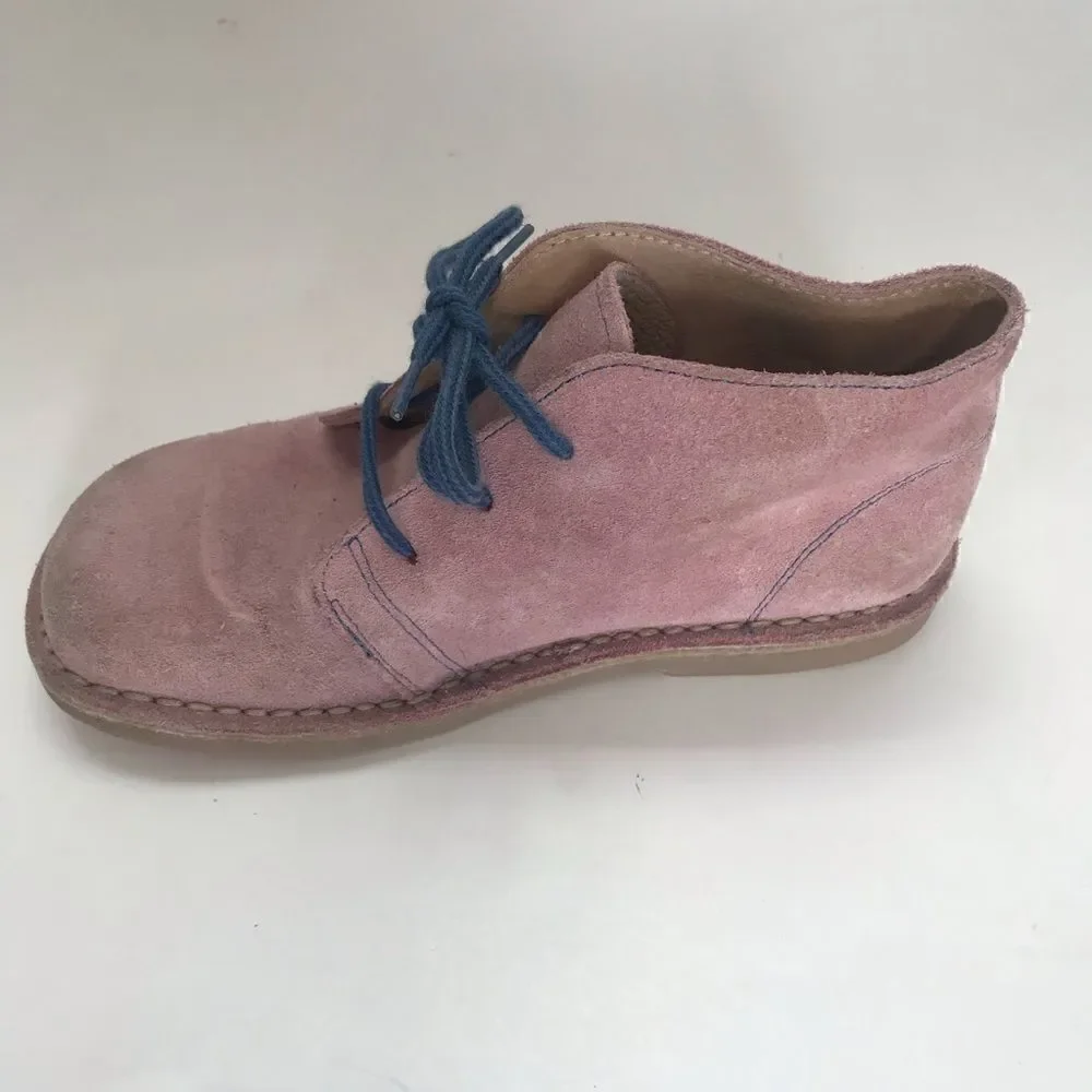 Mini Boden pink suede leather lace up boots